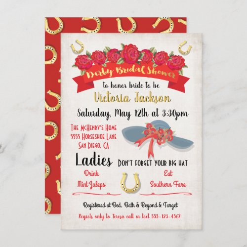 Gold Foil Derby Bridal Shower Invitations