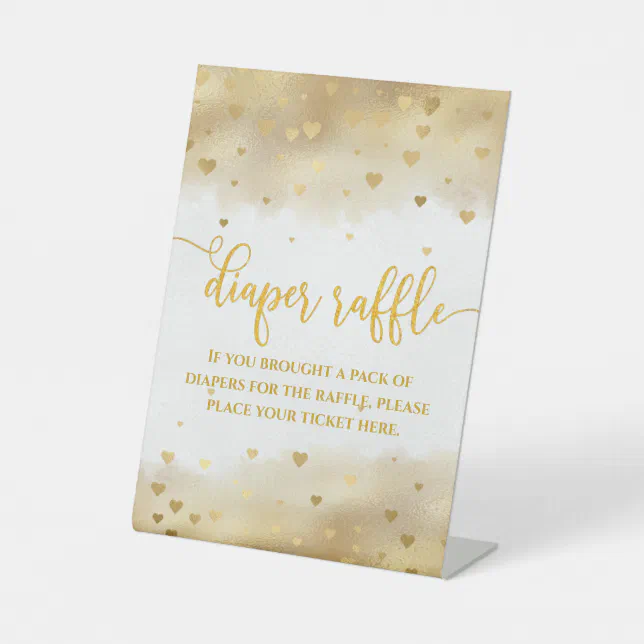 Gold Raffle Sign Gold Foil Diaper Raffle Entrance Pedestal Sign | Zazzle