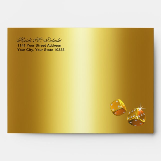 Gold Foil Dice Las Vegas A7 Envelope (Front)