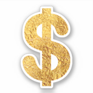 Gold foil dollar symbol sticker