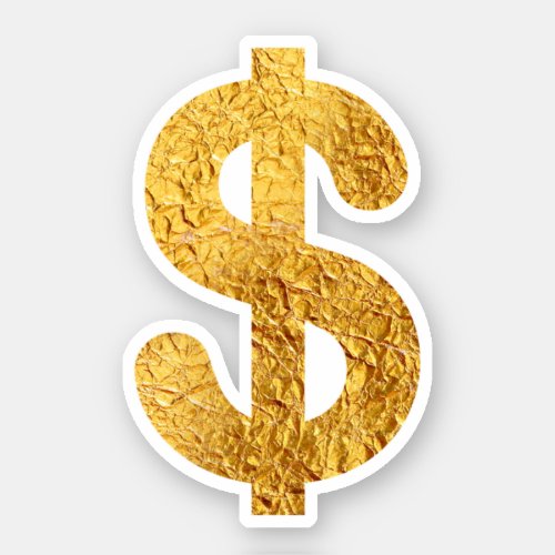 Gold foil dollar symbol sticker
