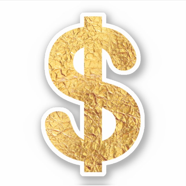 Gold foil dollar symbol sticker (Front)