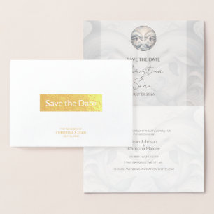 Gold Foil Dolphin Wedding Save the Date Foil Card