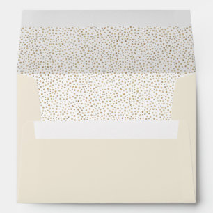 Gold Foil Dots Glam Beige Festive Holiday Invite Envelope