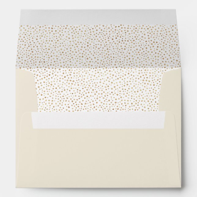 Gold Foil Dots Glam Beige Festive Holiday Invite Envelope (Back (Bottom))