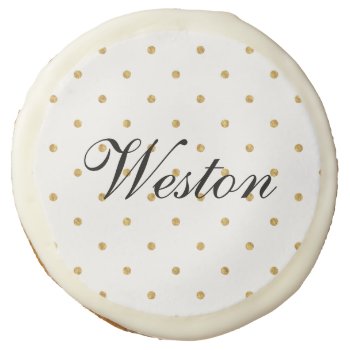 Gold Foil Dots Metallic Monogram Initial Name Sugar Cookie by HydrangeaBlue at Zazzle