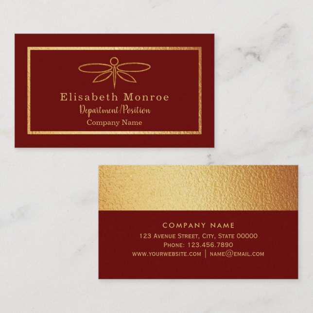 Gold Foil Dragonfly - Business Card (Front/Back)