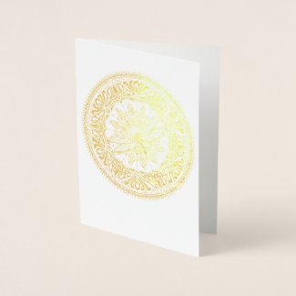 Gold Foil Dragonfly Mandala greeting card