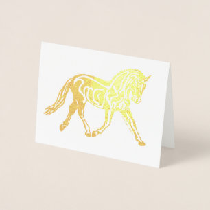Gold Foil Dressage Horse Foil Card