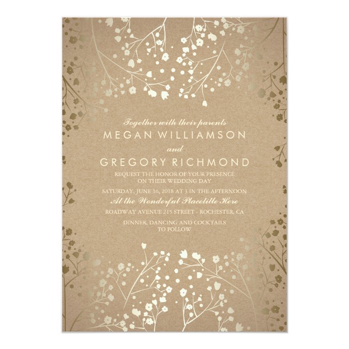 Gold Foil Effect Baby's Breath Wedding Invitations Zazzle