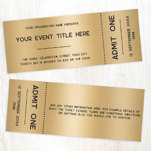 Gold Foil Effect Event Admission Ticket