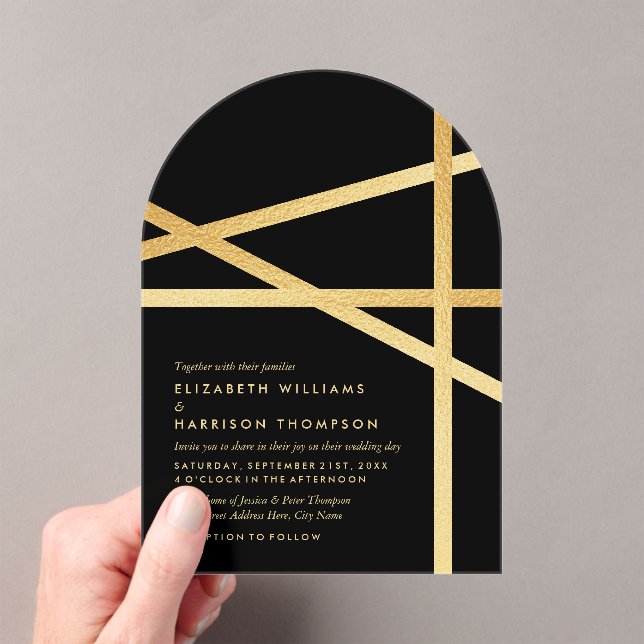 Gold Foil Effect Geometric Style Wedding Acrylic Invitations (Insitu (Handheld))