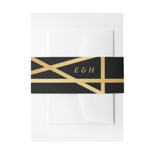 Gold Foil Effect Geometric Style Wedding Invitation Belly Band