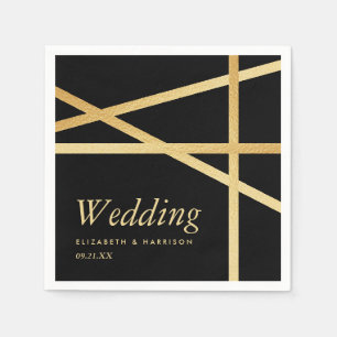 Gold Foil Effect Geometric Style Wedding Napkins