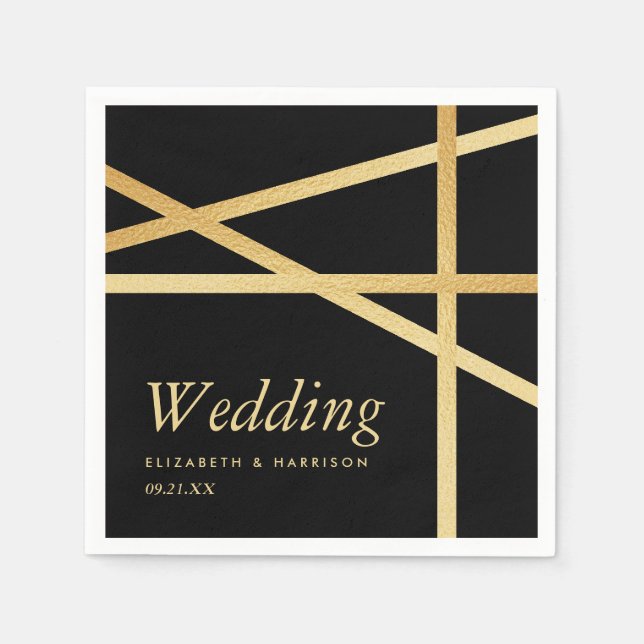 Gold Foil Effect Geometric Style Wedding Napkins (Front)