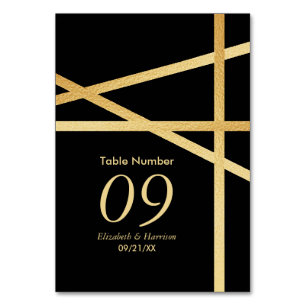 Gold Foil Effect Geometric Style Wedding Table Number