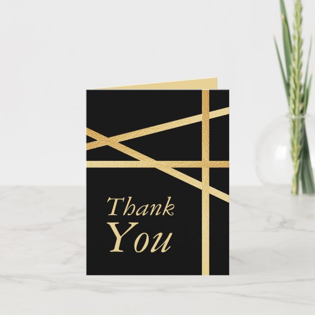 Gold Foil Effect Geometric Style Wedding Thank You Card (Front)