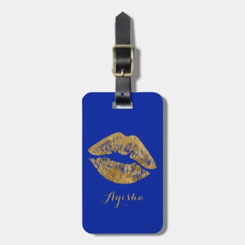 Gold Foil Effect Kiss Monogram Luggage Tag by ThePoshPoodle at Zazzle