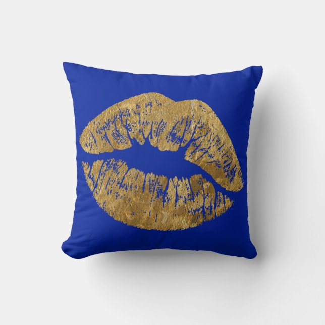 Gold Foil Effect Kiss Throw Pillow (Front)