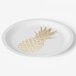 gold foil effect pineapple paper plates