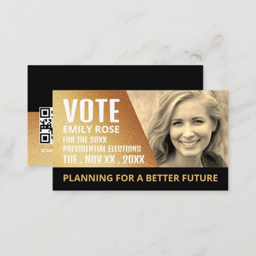 Gold Foil Effect Political Campaigner Business Card