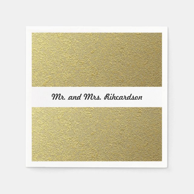 Gold Foil Effect Wedding Paper Napkins (Front)