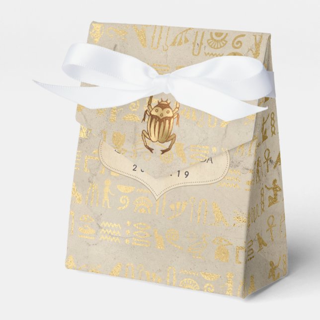 Gold Foil Egyptian Themed Party Favor Boxes (Front Side)