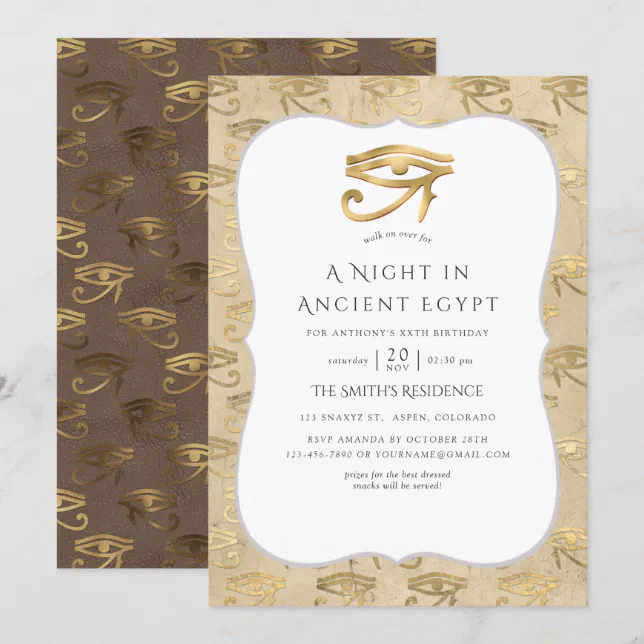 Gold Foil Egyptian Themed Party Invitation | Zazzle
