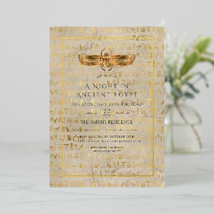 Gold Foil Egyptian Themed Party Invitation