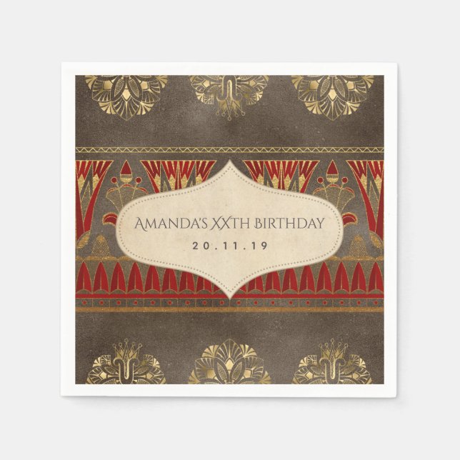 Gold Foil Egyptian Themed Party Napkins (Front)