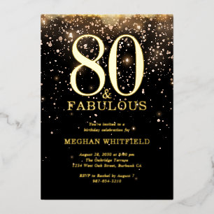 Gold Foil Eighty and Fabulous 80th Birthday Party Invitation
