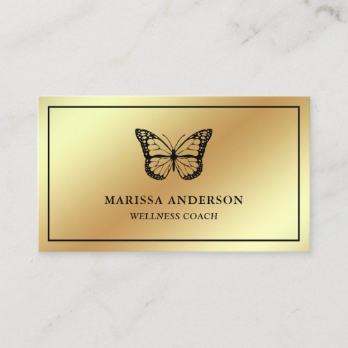 Gold Foil Elegant Black Butterfly Business Card