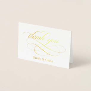Gold Foil Elegant Calligraphy Photo Thank You Foil Card