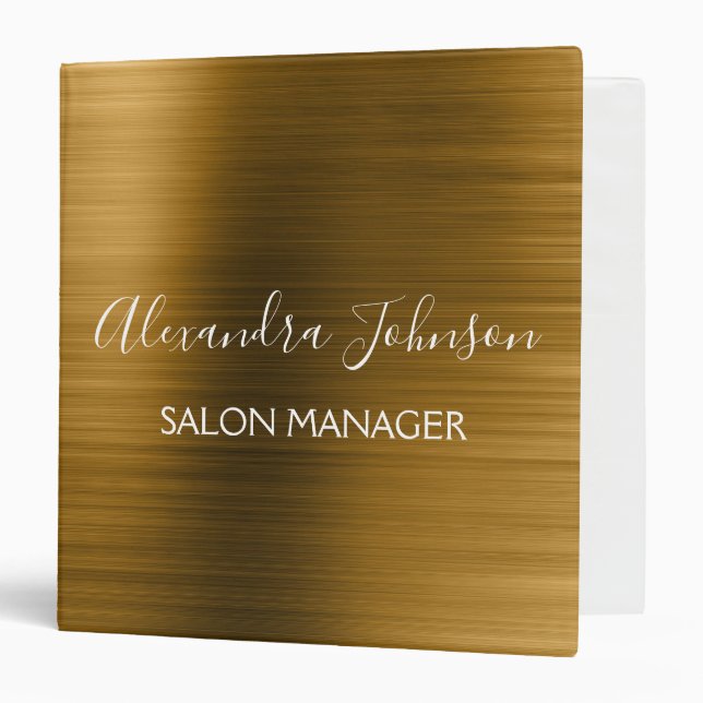 Gold Foil Elegant Modern Luxury 3 Ring Binder (Front/Inside)
