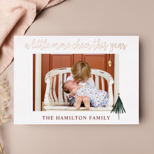 Gold Foil Elegant New Baby Photo Christmas Card (Creator Uploaded)