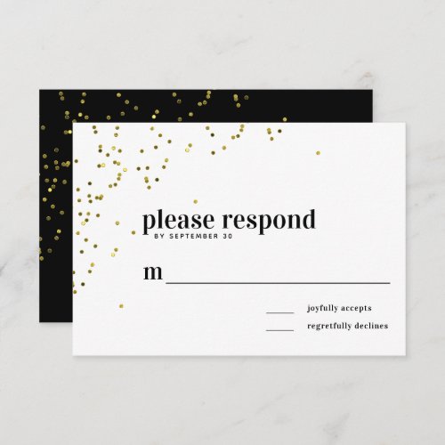 Gold Foil Elegant Please Respond Wedding RSVP Card