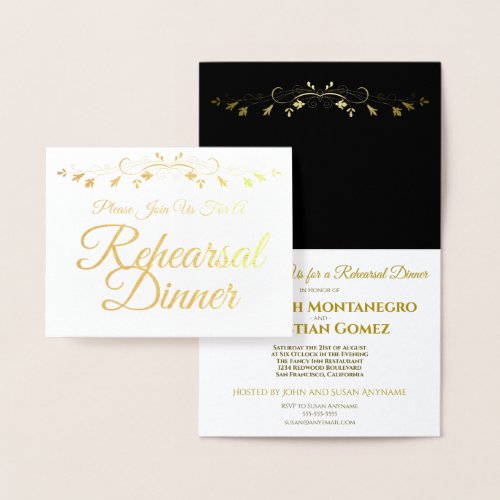 Gold Foil Elegant Rehearsal Dinner Invitation