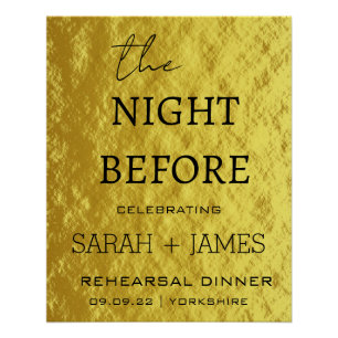 Gold Foil Elegant Rehearsal Dinner Wedding Welcome Poster