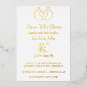 Gold Foil Elegant Rings Wedding Invitation Foil Invitation