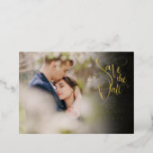 Gold Foil Elegant Script Save the Date Photo Card (Standing Front)