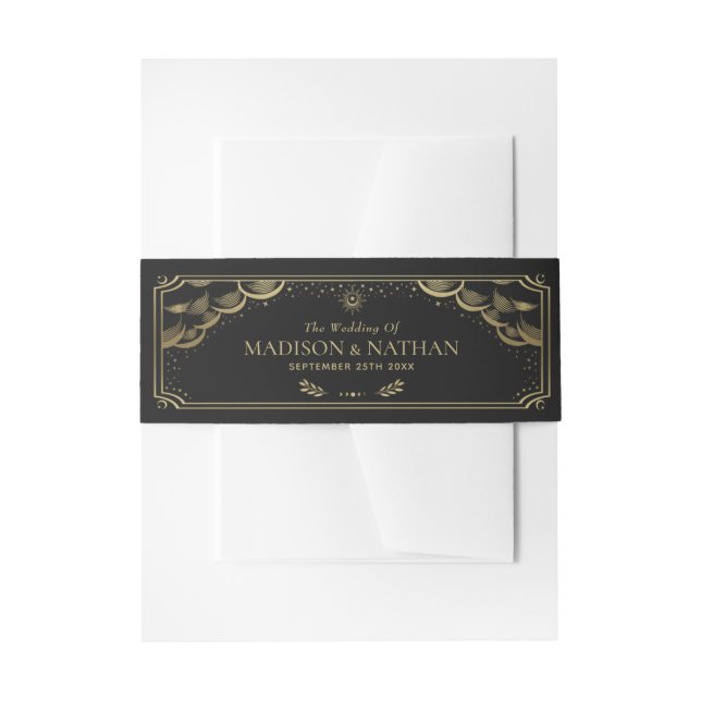 Gold Foil Elegant Tarot Card Wedding Invitation Belly Band (Front Example)