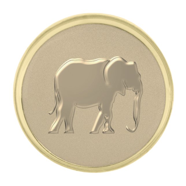 Gold Foil Elephant Silhouette Classy Elegant Finish Lapel Pin (Front)
