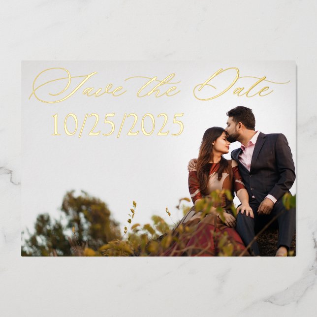 Gold Foil Engagement Save the Date Foil Invitation (Front)