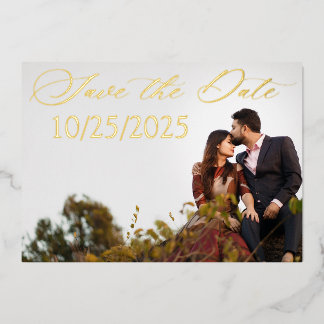 Gold Foil Engagement Save the Date Invitation