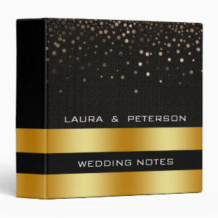 Gold Foil Faux Glitter Black Confetti Wedding Binder