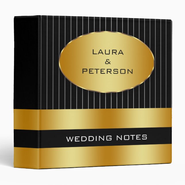 Gold Foil Faux Glitter Black Wedding Binder (Front/Spine)