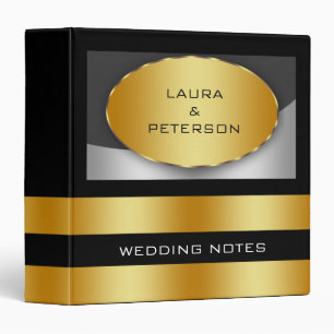 Gold Foil Faux Glitter Black Wedding Binder