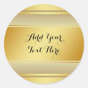 Gold Foil Faux Glitter Customize Classic Golden Round Sticker