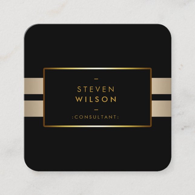 Gold Foil Faux Web Modern Computer Financial Square Business Card (Front)