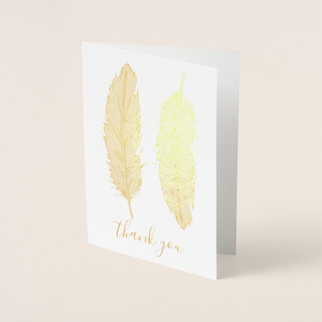 Gold Foil Feather Thank You Card (Front)